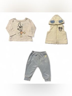 Disney Baby Mickey 3-Piece Outfit in Cream & Light Blue